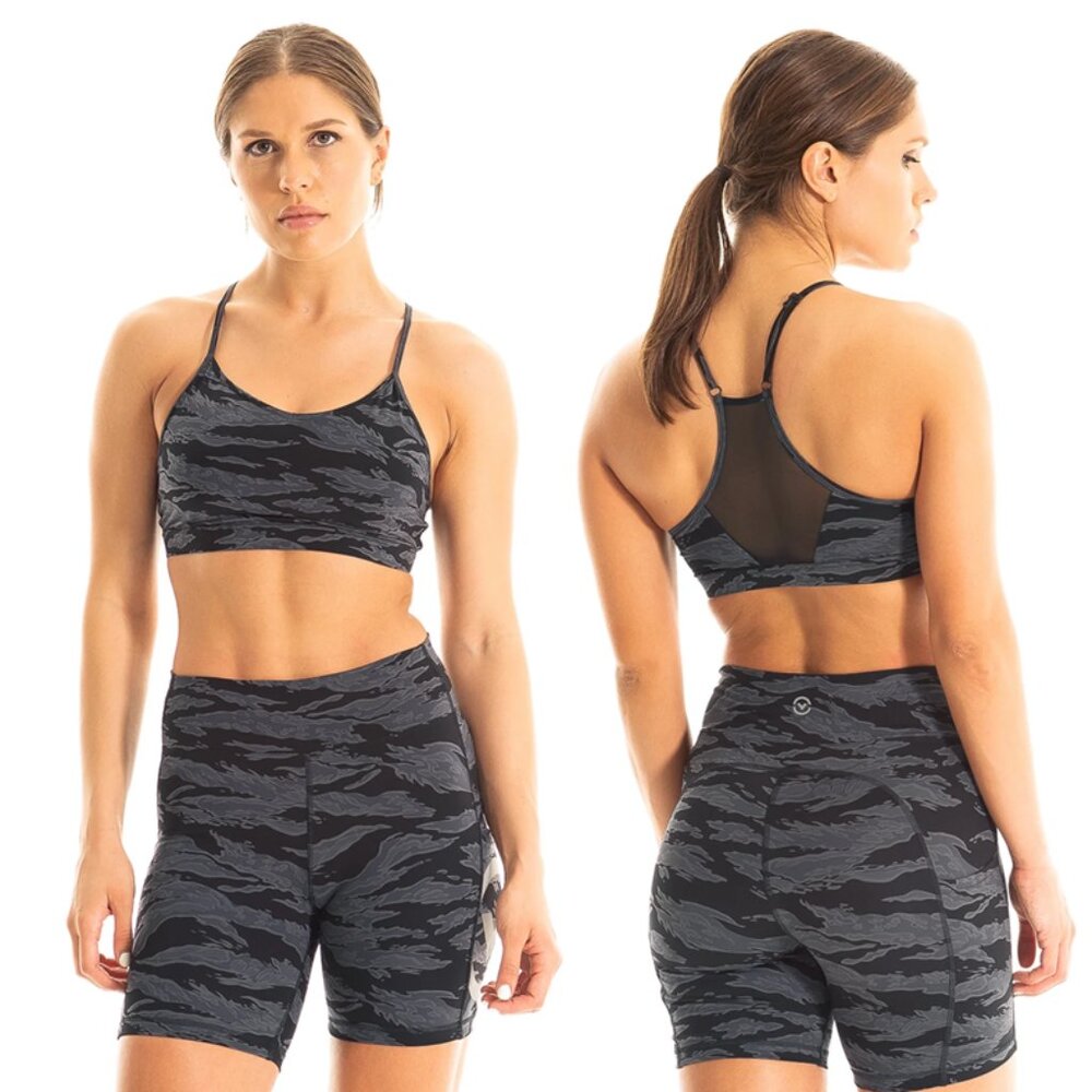 NWT Virus Intl International Reflex Sports Bra Black Jungle Camo Black M MEDIUM